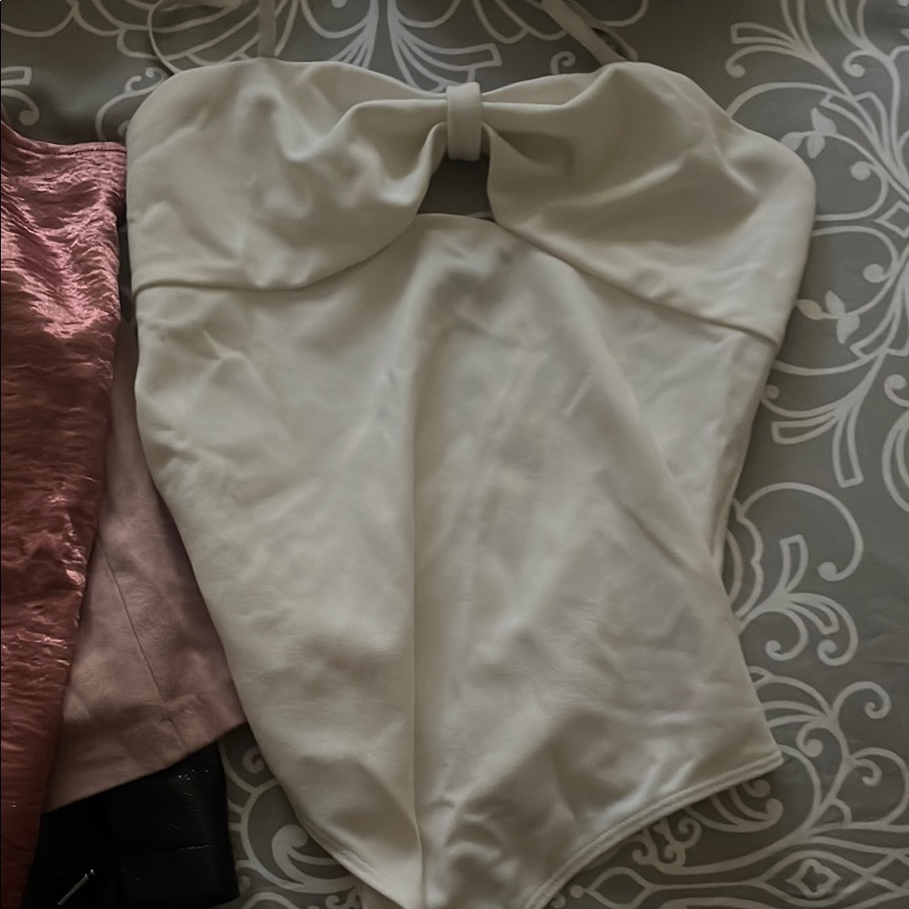 Express White Strapless Bodysuit